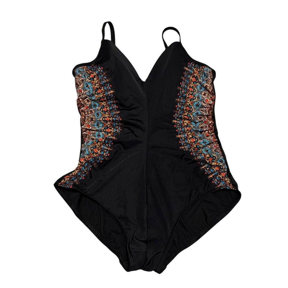 Miraclesuit Temptress One Piece Swimsuit Size 16 Mosaic Side Shirred Slimming